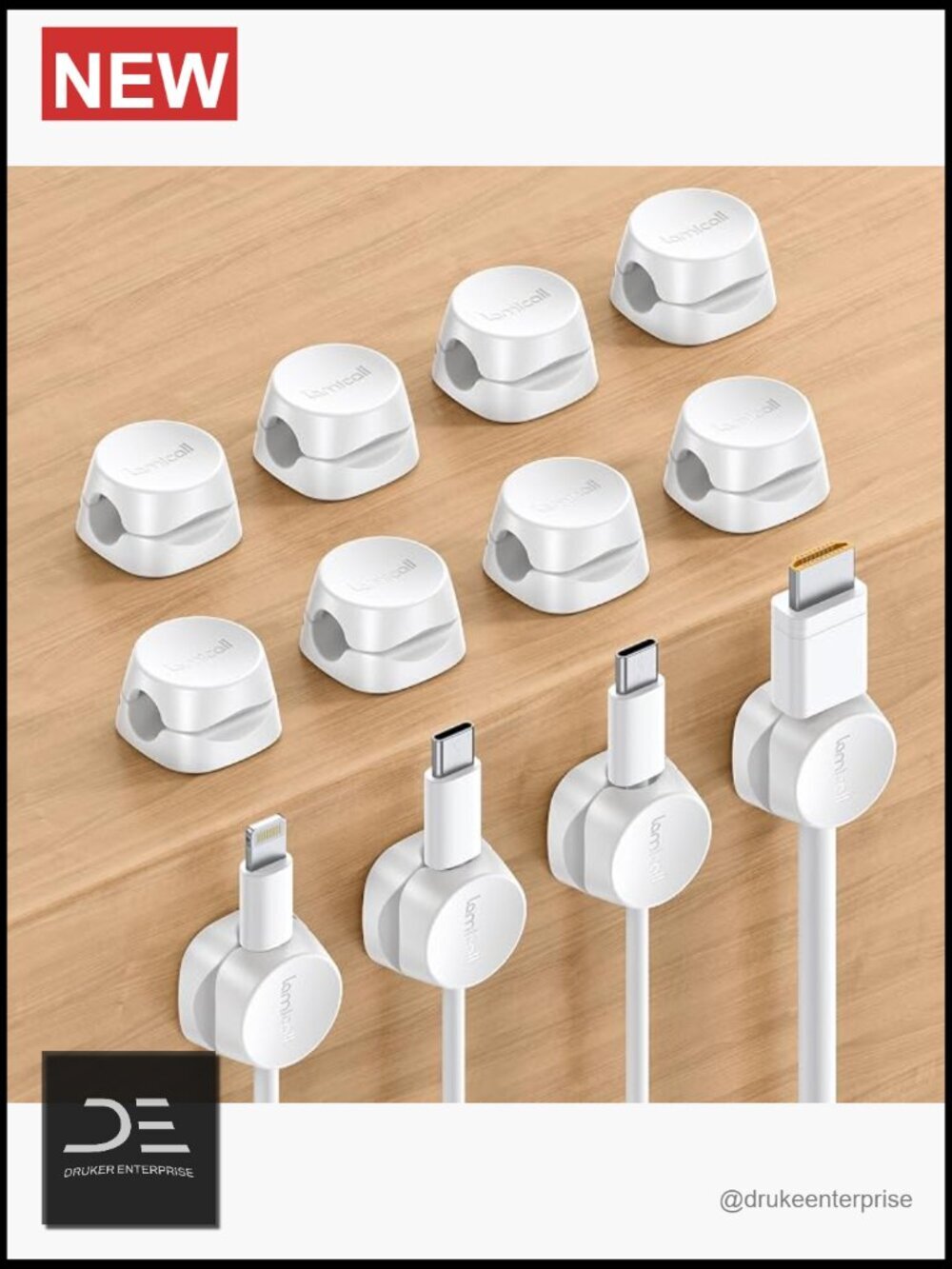 Spring Cord Organizer Clips - Cable Management Desk Accessories - ABS Plastic